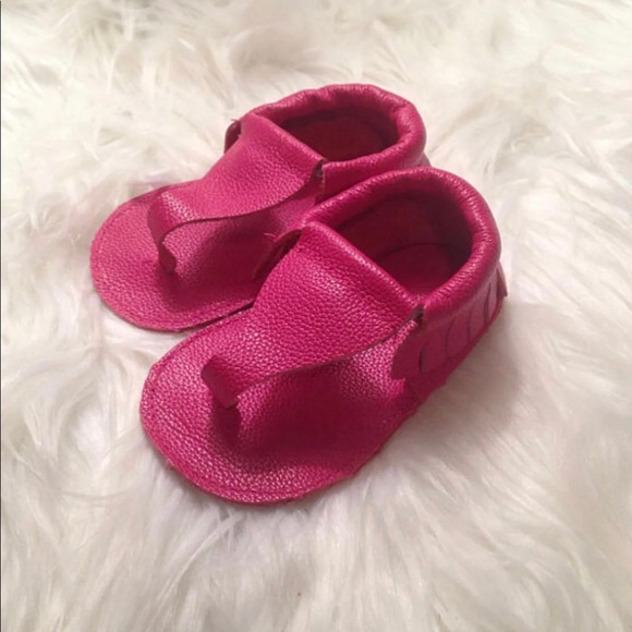 Real leather sandal Moccasins- bright pink - Picture 2 of 5